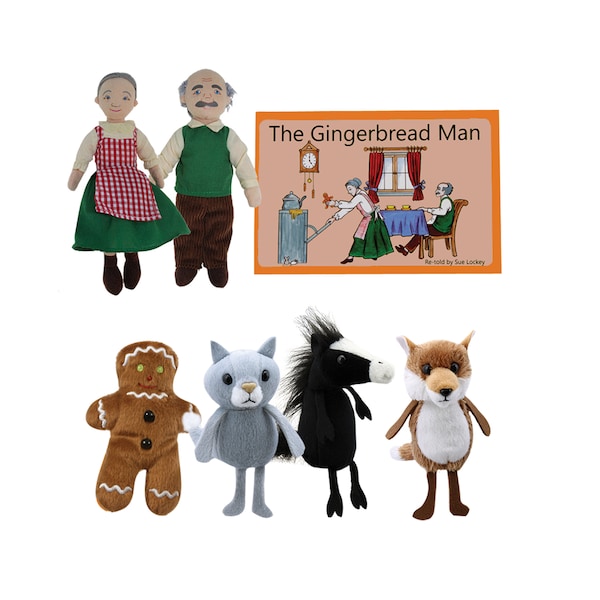The Puppet Co The Gingerbread Boy Finger Puppets and Book Set PC007907 - main